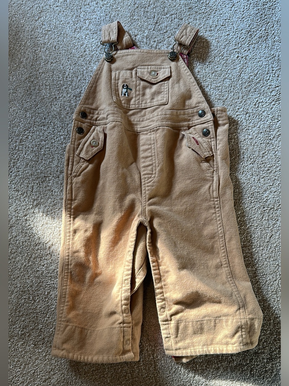 Janie and Jack Tan Corduroy Overalls with Front Pocket